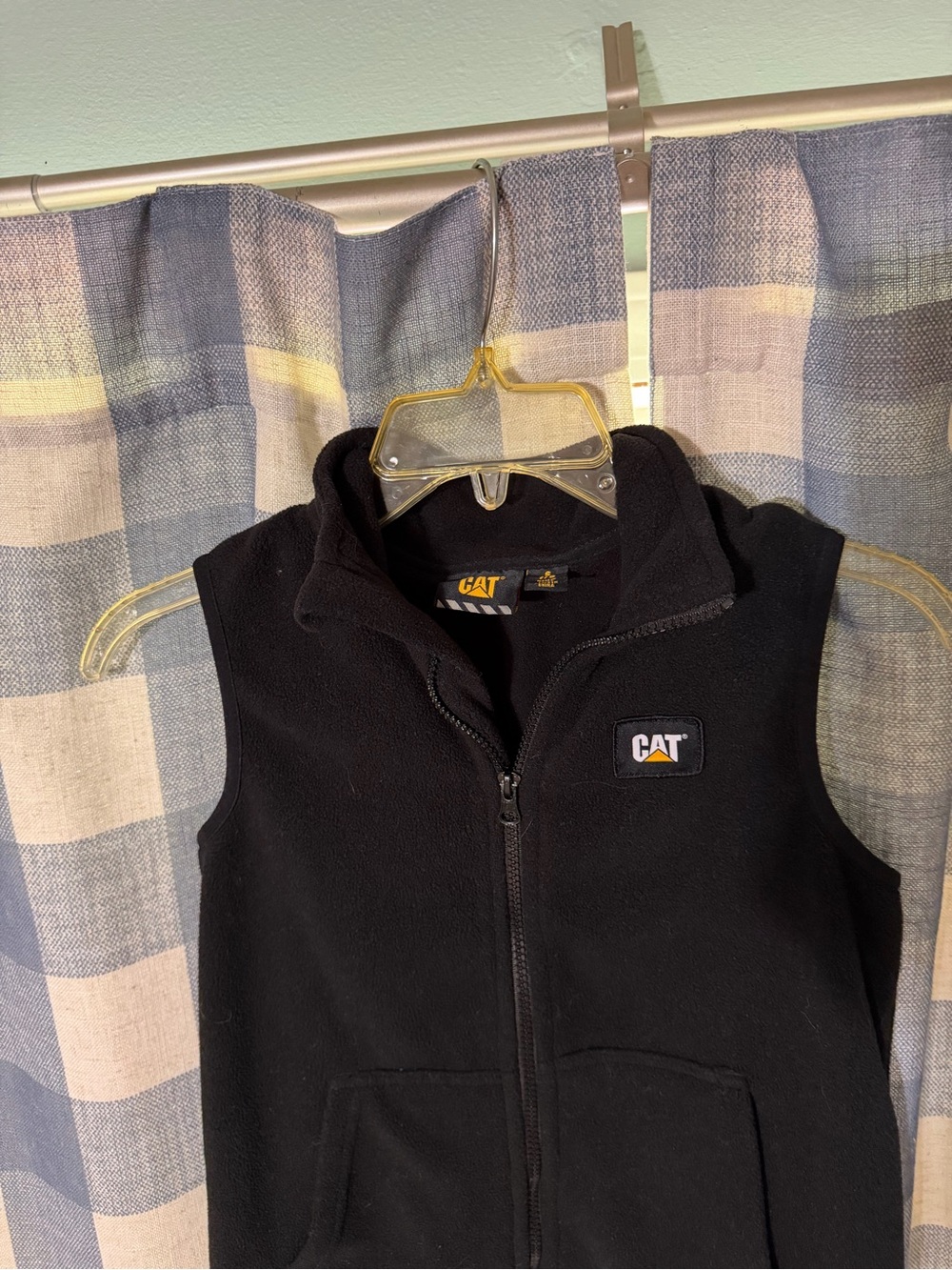 Cat Caterpillar Boys Black Fleece Full Size Zip Vest S 7/8